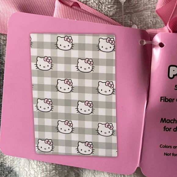 Hello Kitty Soft Touch Throw Blanket (50x70) Viral Tiktok Gray and White Stripes - Picture 4 of 5
